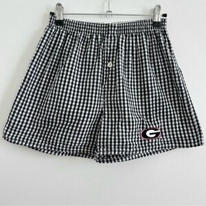 UGA Gingham Plaid Embroidered Logo Sleep Shorts in Black and White size Small